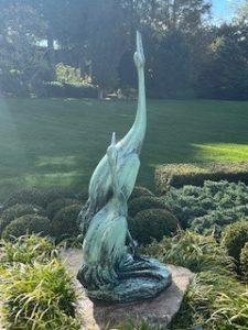 verdigris look to an outdoor bronze sculpture